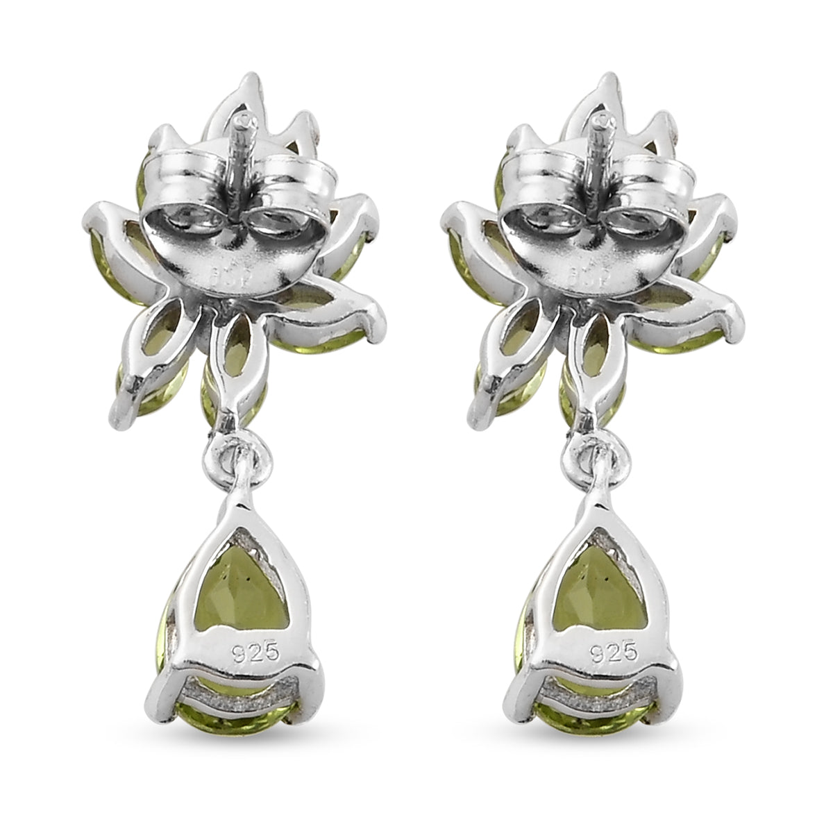 Natürliche Peridot-Ohrringe, 925 Silber platiniert ca. 3,08 ct