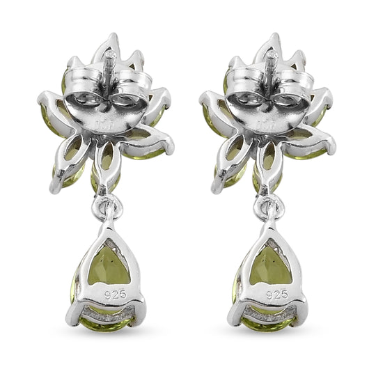 Natürliche Peridot-Ohrringe, 925 Silber platiniert ca. 3,08 ct