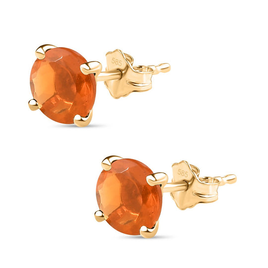 LUXORO Premium Crimson Feueropal Ohrringe 585 Gold ca. 1.19 ct