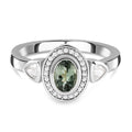 Grüner Tansanit und weißer Zirkon-Ring, 925 Silber platiniert (Größe 19.00) ca. 1.09 ct