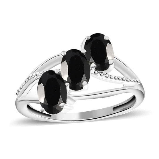 Schwarzer Spinell Ring, 925 Silber ca. 1,34 ct