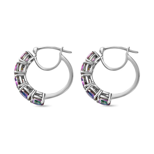 Nordlicht Mystik Topas Creolen, 925 Silber platiniert ca. 4.66 ct