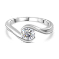 Moissanit Solitär Ring, 925 Silber platiniert (Größe 18.00) ca. 0.76 ct
