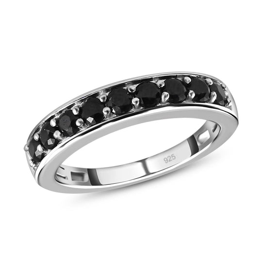 Schwarzer Saphir Ring, 925 Silber platiniert ca. 1,18 ct