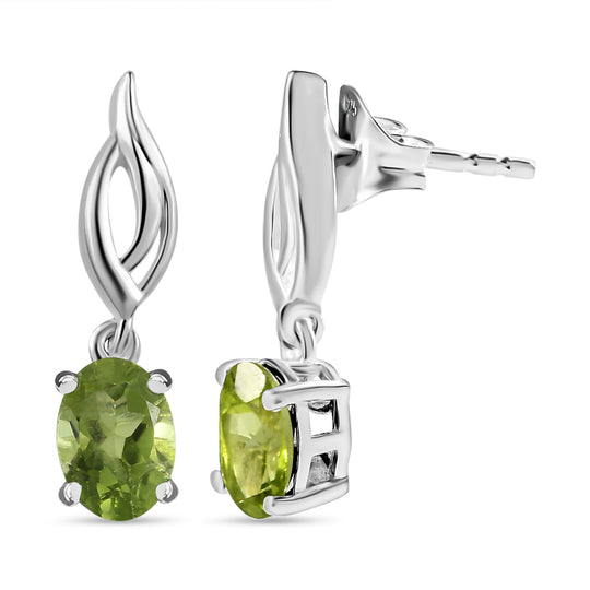 Natürliche Peridot-Ohrringe, 925 Silber ca. 1,75 ct