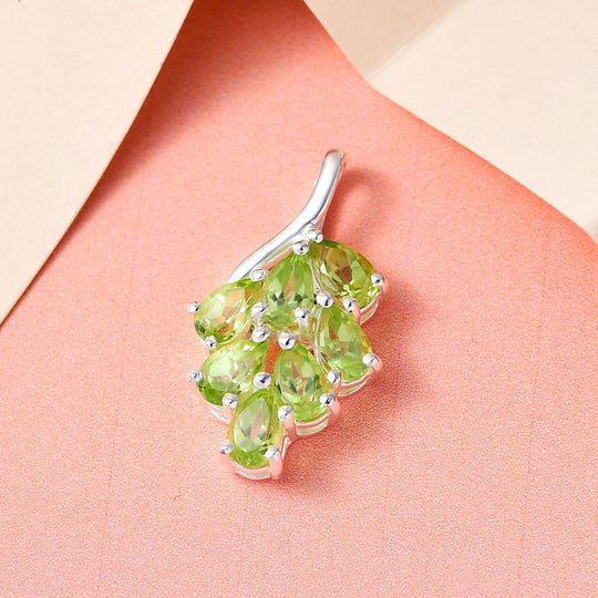 Natürlicher Peridot-Anhänger, 925 Silber ca. 1,74 ct