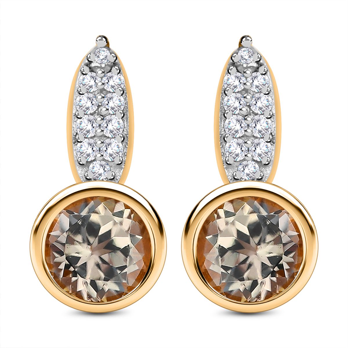 AAA Turkizit und weiße Zirkon-Ohrringe, 925 Silber Gelbgold Vermeil ca. 1.39 ct