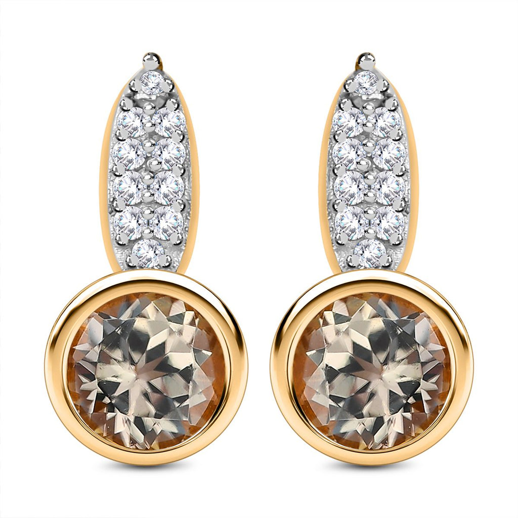 AAA Turkizit und weiße Zirkon-Ohrringe, 925 Silber Gelbgold Vermeil ca. 1.39 ct
