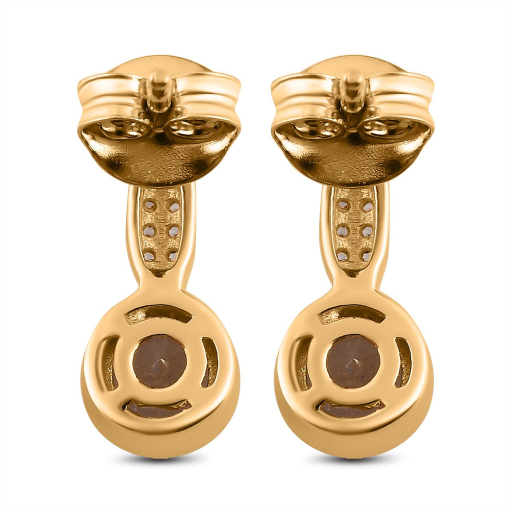 AAA Turkizit und weiße Zirkon-Ohrringe, 925 Silber Gelbgold Vermeil ca. 1.39 ct