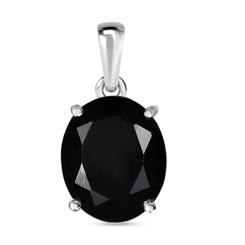 Schwarzer Spinell Anhänger, 925 Silber ca. 6,23 ct