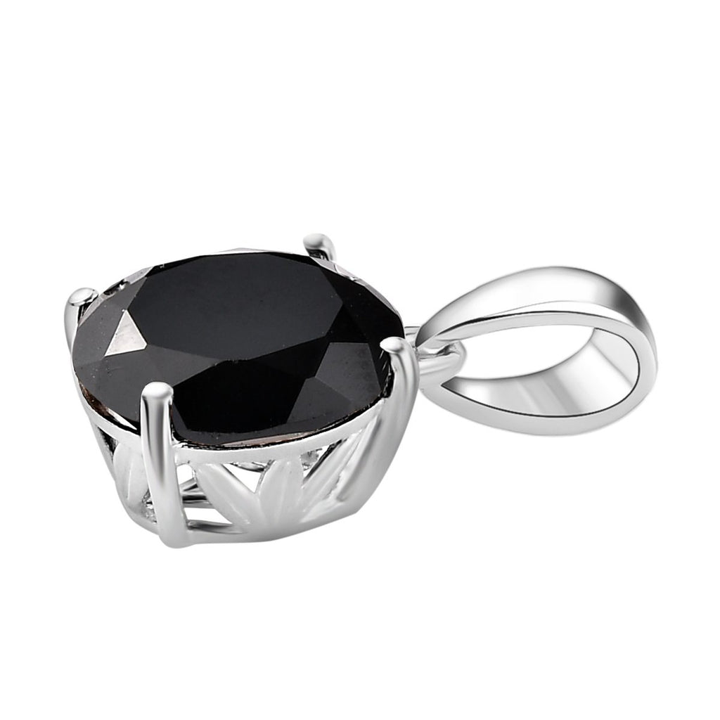 Schwarzer Spinell Anhänger, 925 Silber ca. 6,23 ct
