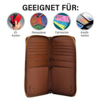 Sencillez: Dokumenten-Etui aus 100% echtem Leder mit RFID Schutz, 21x11x2cm, Braun