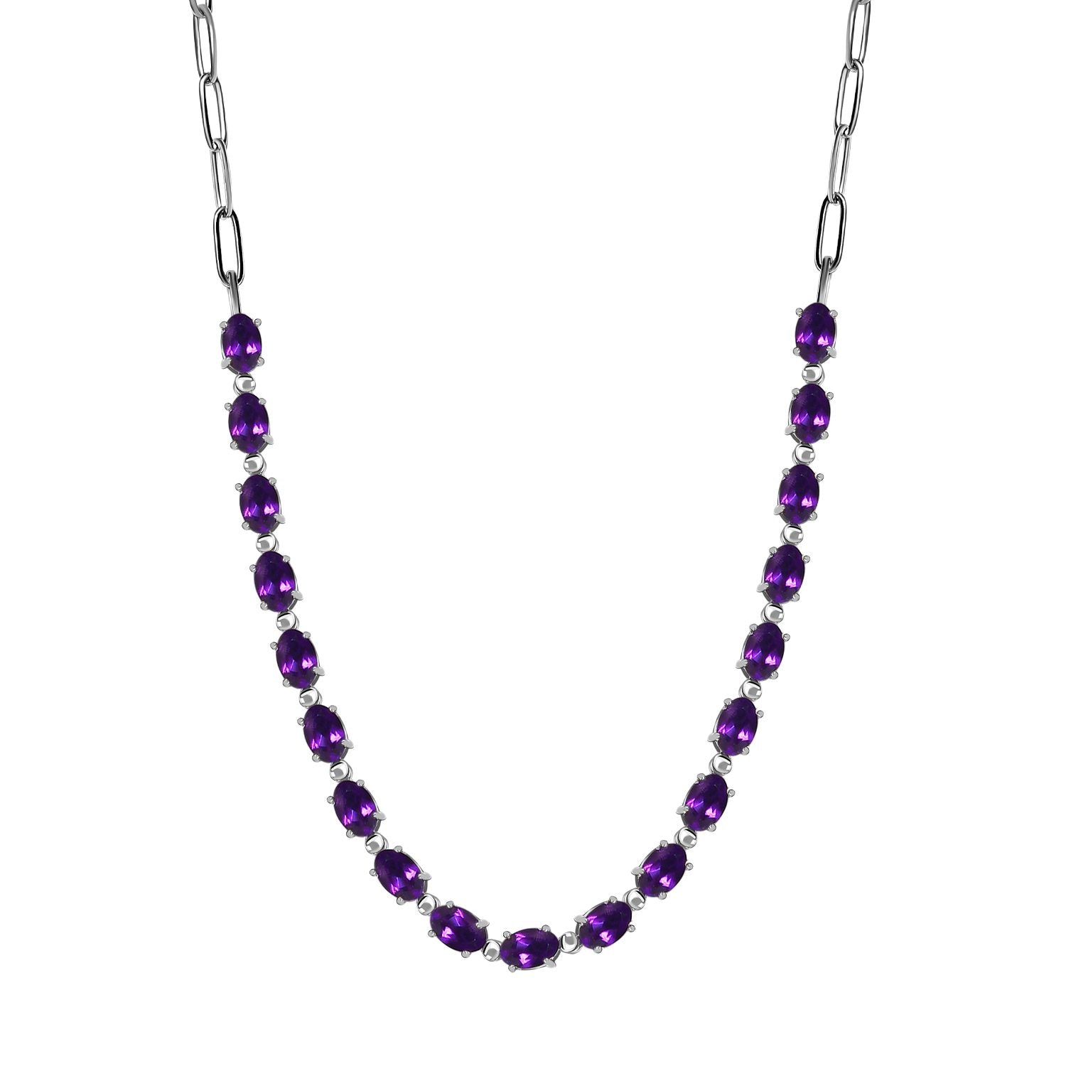Afrikanische Amethyst Halskette, ca. 45 cm, 316L Edelstahl ca. 8.31 ct