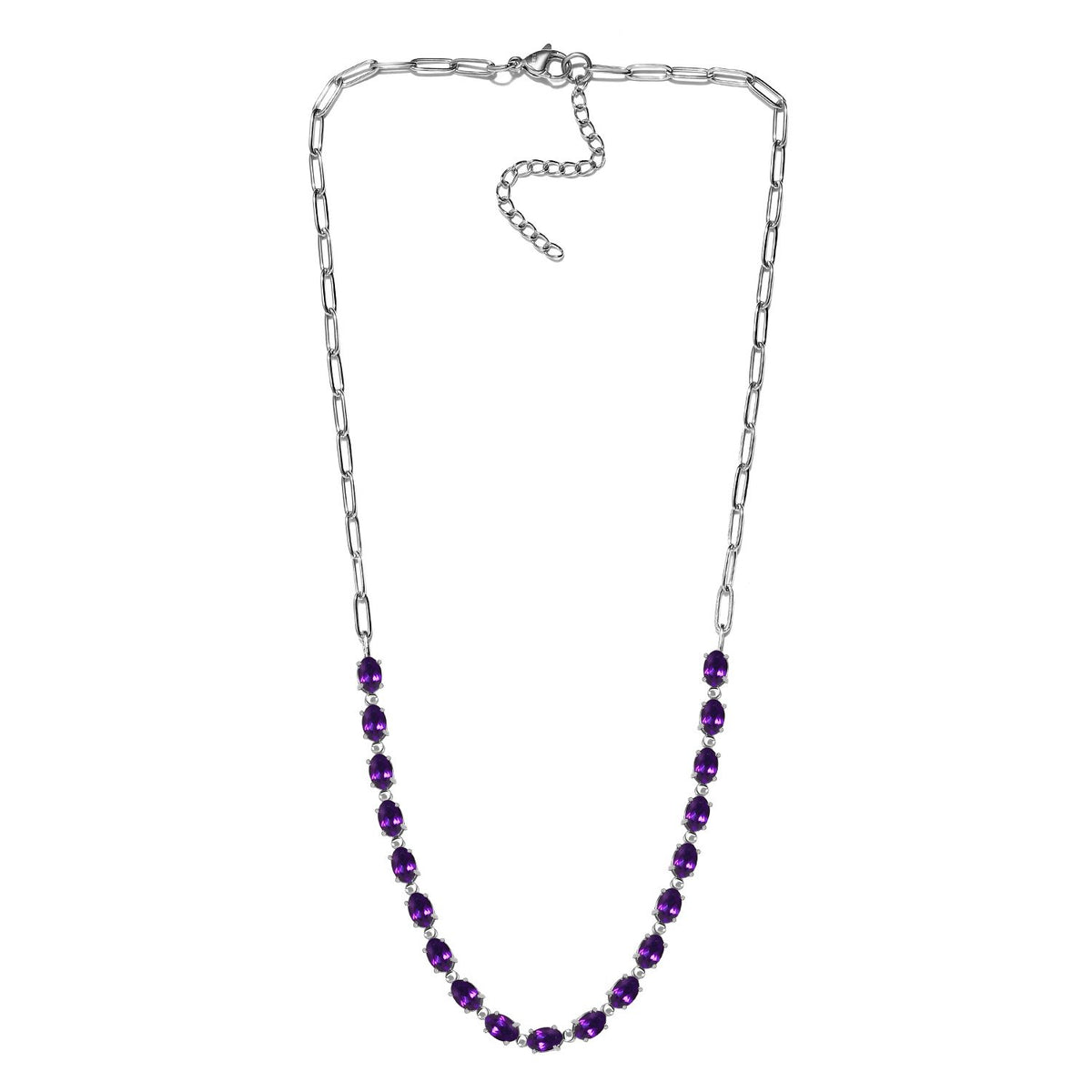 Afrikanische Amethyst Halskette, ca. 45 cm, 316L Edelstahl ca. 8.31 ct