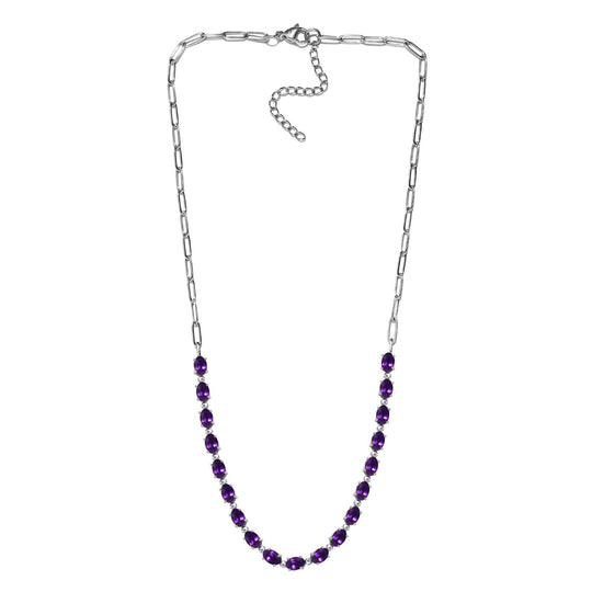 Afrikanische Amethyst Halskette, ca. 45 cm, 316L Edelstahl ca. 8.31 ct