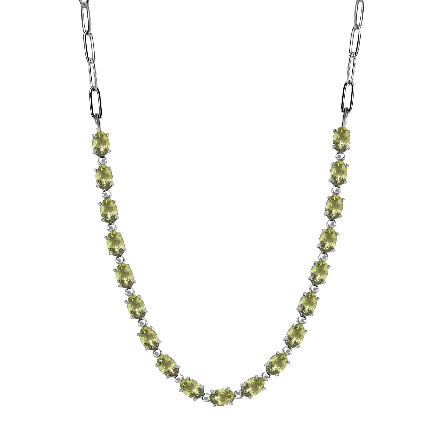Natürliche Peridot Halskette, ca. 45 cm, Edelstahl, ca. 8.43 ct