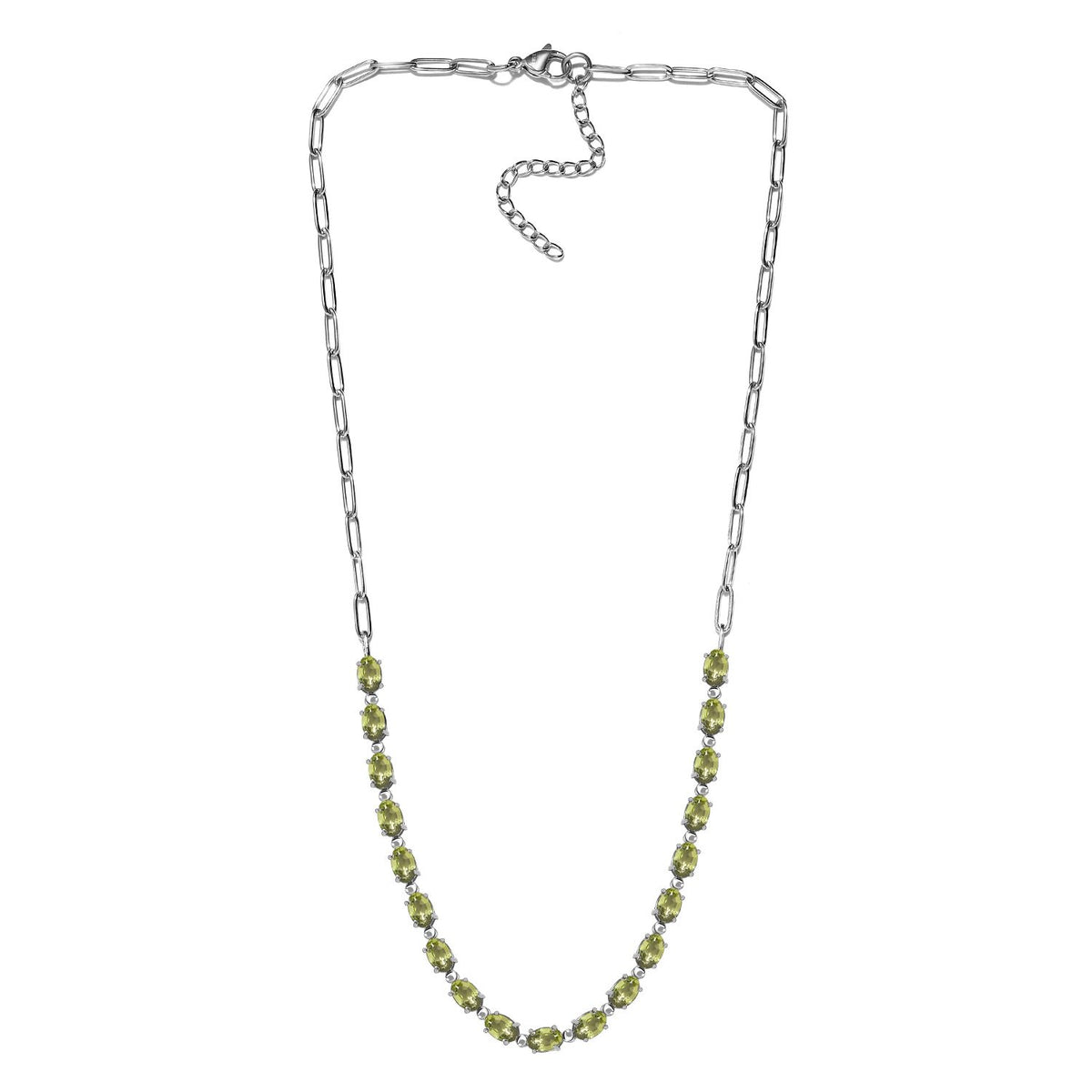 Natürliche Peridot Halskette, ca. 45 cm, Edelstahl, ca. 8.43 ct