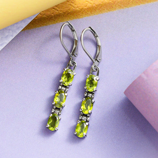 Peridot Ohrringe, Edelstahl ca. 2,80 ct