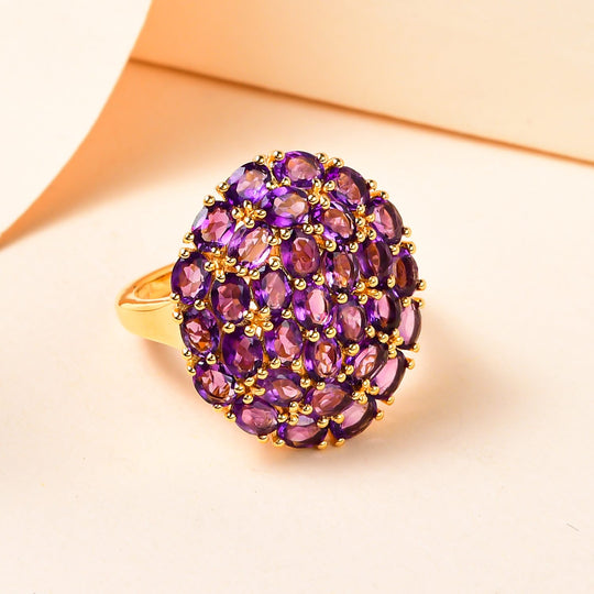 Afrikanischer Amethyst Ring, 925 Silber Gelbgold Vermeil ca. 4.74 ct