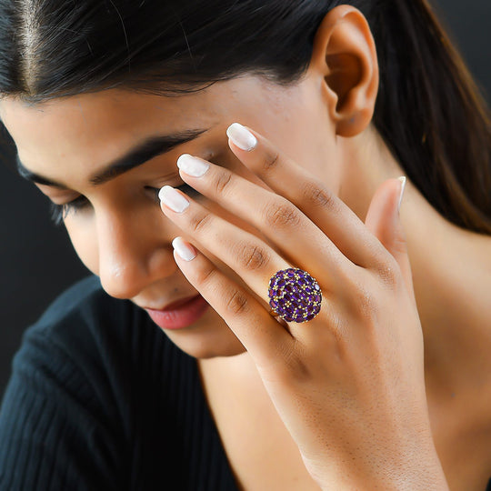 Afrikanischer Amethyst Ring, 925 Silber Gelbgold Vermeil ca. 4.74 ct