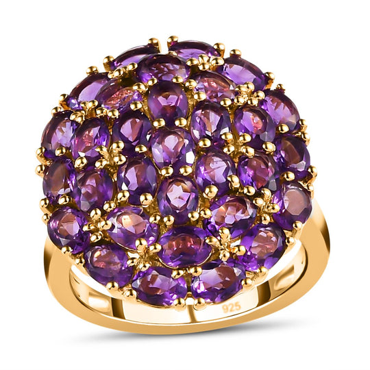Afrikanischer Amethyst Ring, 925 Silber Gelbgold Vermeil ca. 4.74 ct