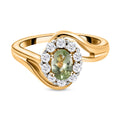 Natürlicher Merelani Mint-Granat und weißer Zirkon-Ring, 925 Silber Gelbgold Vermeil (Größe 17.00) ca. 0.97 ct