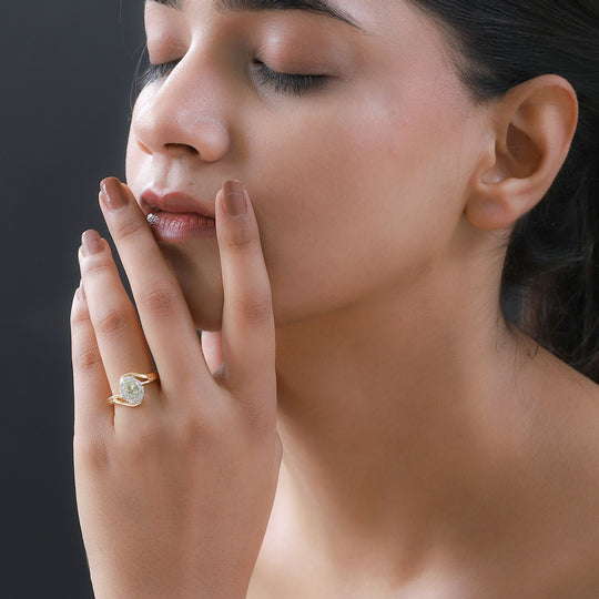 Natürlicher Merelani Mint-Granat und weißer Zirkon-Ring, 925 Silber Gelbgold Vermeil ca. 0.97 ct