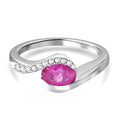 Ilakaka Rosa Saphir (Fissure gefüllt) und weißer Zirkon-Ring, 925 Silber platiniert (Größe 17.00), ca. 1.23 ct