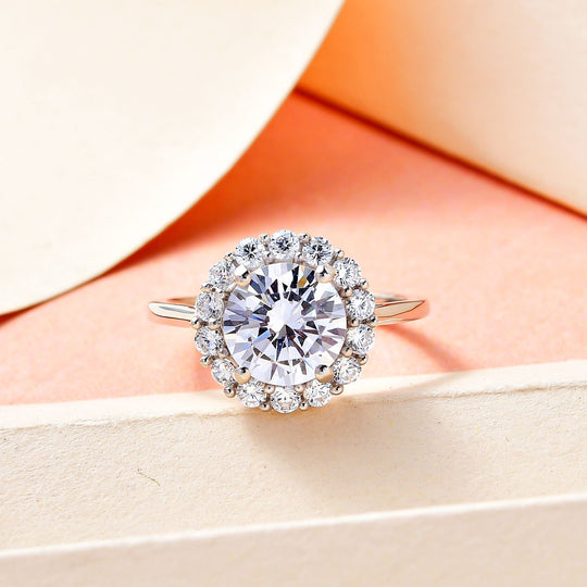 Lustro Stella - weißer Zirkonia-Ring, 925 Silber platiniert ca. 4.36 ct