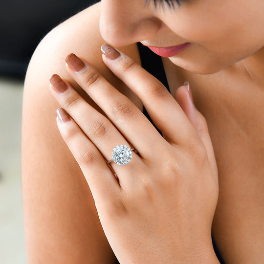 Lustro Stella - weißer Zirkonia-Ring, 925 Silber platiniert ca. 4.36 ct