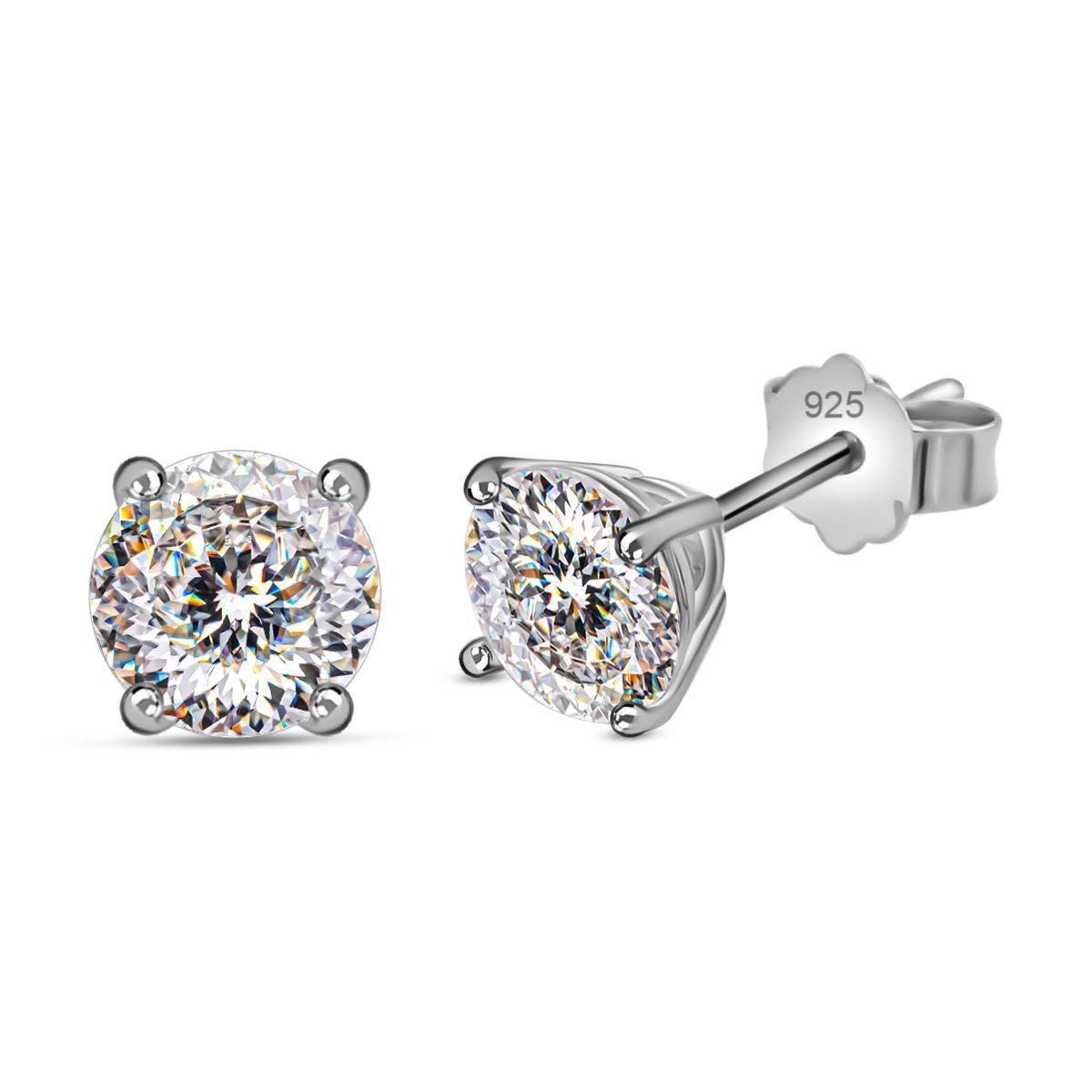 Lustro Stella - 200 Facetten weiße Zirkonia Ohrringe, 925 Silber rhodiniert ca. 2.97 ct