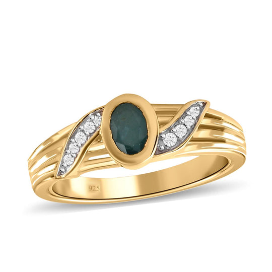 Grandidierit und weißer Zirkon-Ring, 925 Silber vergoldet ca. 0.53 ct