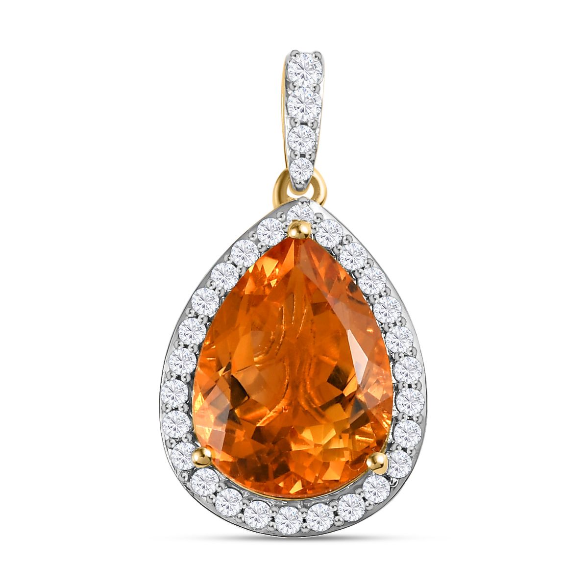 Serra Gaucha Citrin und weißer Zirkon-Anhänger, 925 Silber vergoldet ca. 8.99 ct