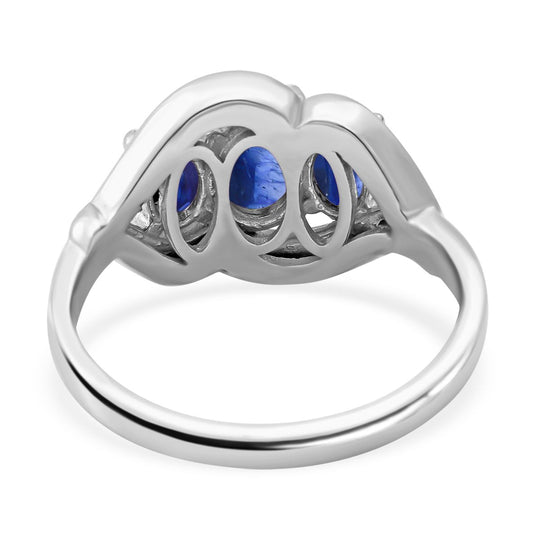 Masoala Saphir (Fissure gefüllt)-Ring, 925 Silber platiniert (Größe 16.00) ca. 3,12 ct