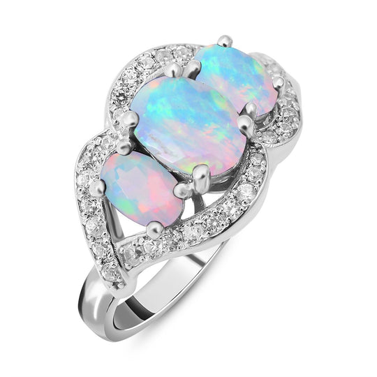 Natürlicher, äthiopischer Welo Opal Ring, 925 Silber platiniert ca. 3.12 ct
