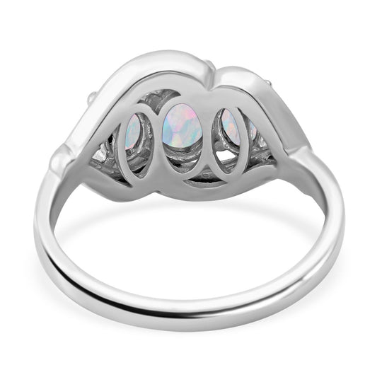 Natürlicher, äthiopischer Welo Opal Ring, 925 Silber platiniert ca. 3.12 ct