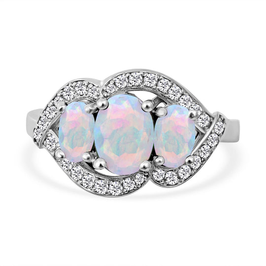 Natürlicher, äthiopischer Welo Opal Ring, 925 Silber platiniert ca. 3.12 ct