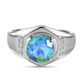Pfau Triplett Quarz und weißer Zirkon-Ring, Edelstahl (Größe 19.00) ca. 2,93 ct