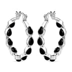 Schwarzer Onyx Ohrringe Edelstahl ca. 9,85 ct.