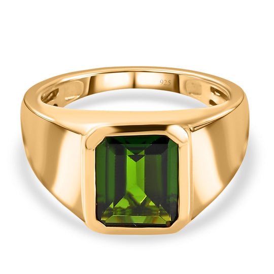 Natürlicher Chromdiopsid-Ring, 925 Silber Gelbgold Vermeil (Größe 18.00) ca. 3,26 ct