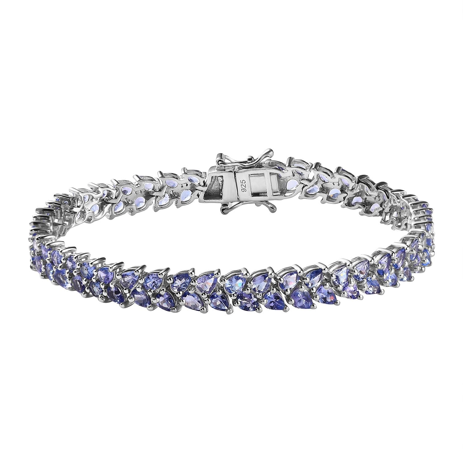Tansanit Armband, ca. 19 cm, 925 Silber platiniert ca. 11.97 ct