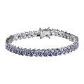 Tansanit Armband, ca. 19 cm, 925 Silber platiniert ca. 11.97 ct