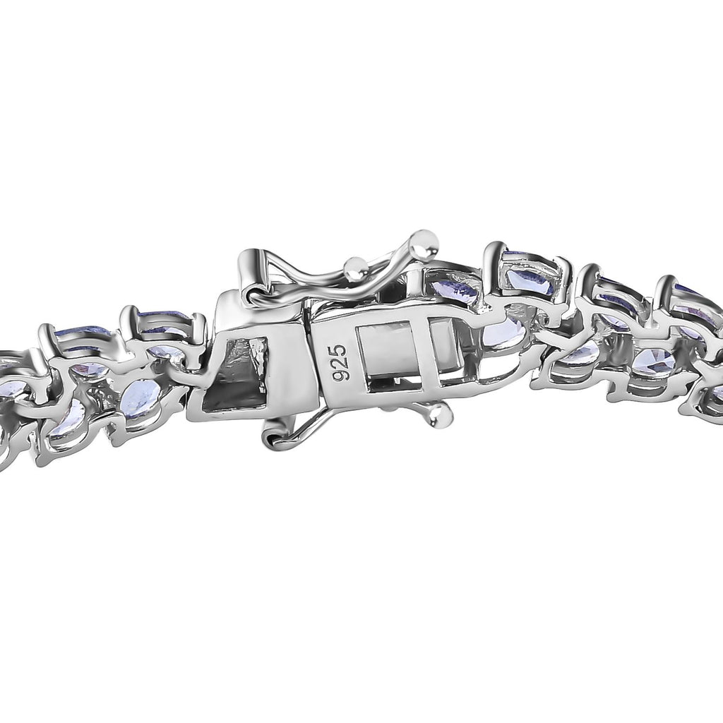 Tansanit Armband, ca. 19 cm, 925 Silber platiniert ca. 11,97 ct