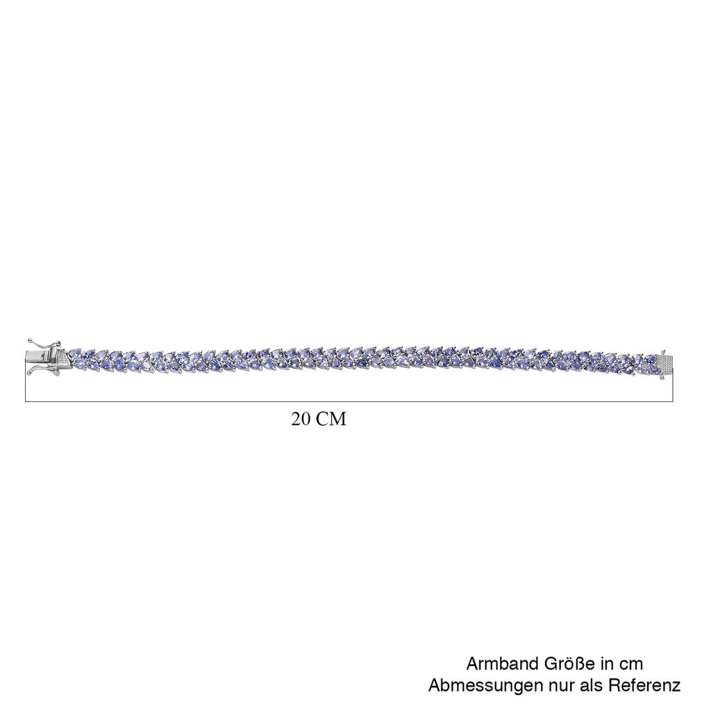 Tansanit Armband, ca. 19 cm, 925 Silber platiniert ca. 11,97 ct