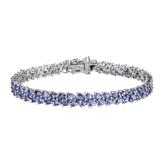 Tansanit Armband, ca. 19 cm, 925 Silber platiniert ca. 11.97 ct