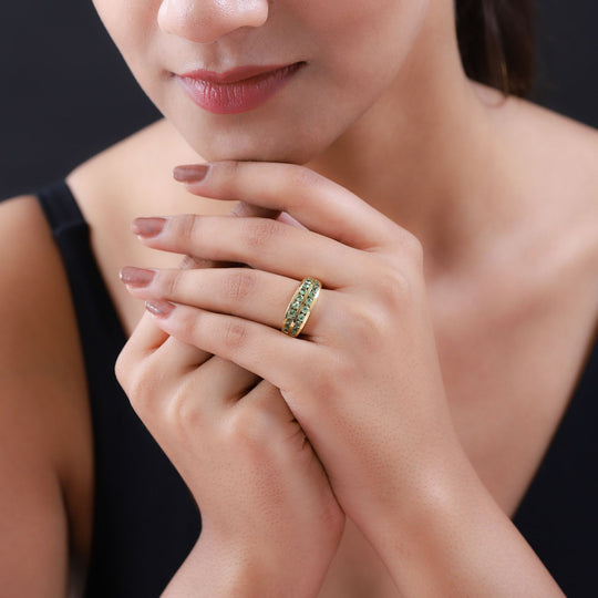 Merelani Mint-Granat Ring, 925 Silber Gelbgold Vermeil ca. 1.41 ct
