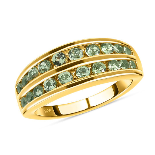 Merelani Mint-Granat Ring, 925 Silber Gelbgold Vermeil ca. 1.41 ct