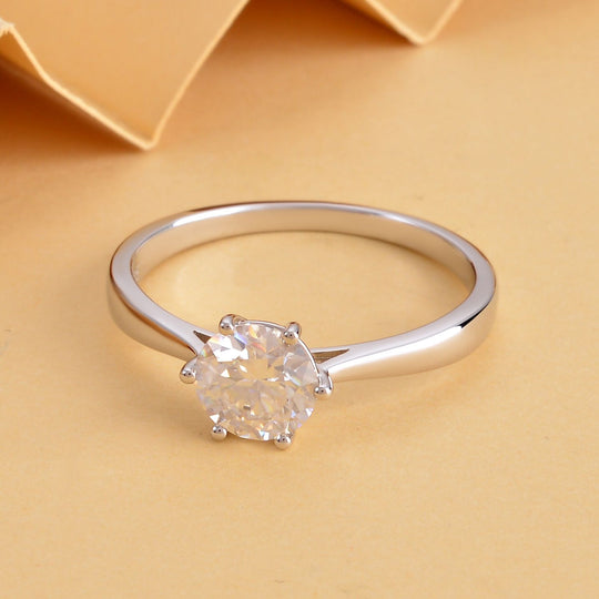 Moissanit-Ring, 925 Silber rhodiniert ca. 1,00 ct