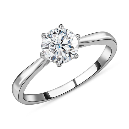 Moissanit-Ring, 925 Silber rhodiniert ca. 1,00 ct