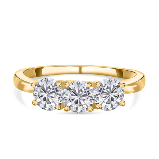 Moissanit-Ring, 925 Silber Gelbgold Vermeil (Größe 18.00) ca. 1,28 ct